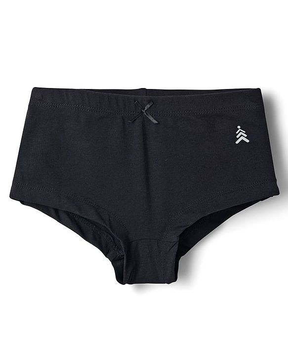 Pine Kids Cotton Elastane Knit Solid Colour Panties Pack Of 3 - Black