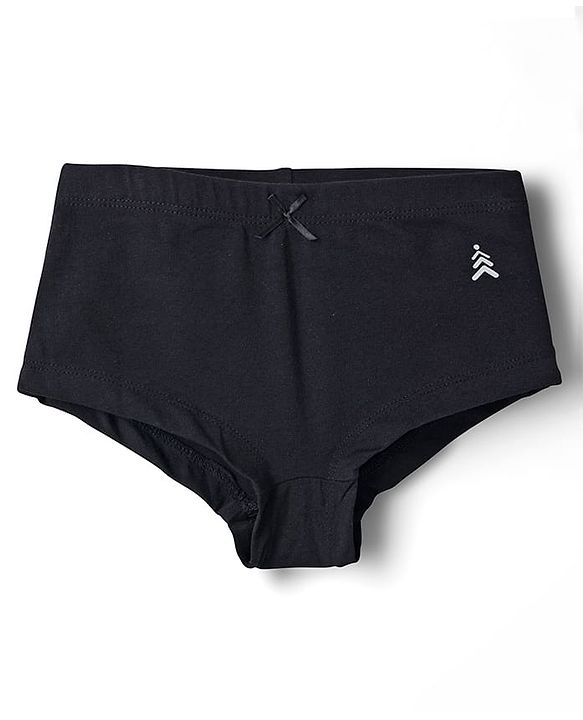 Pine Kids Cotton Elastane Knit Solid Colour Panties Pack Of 3 - Black