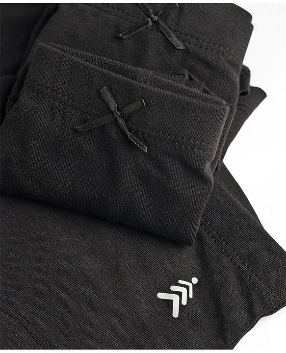 Pine Kids Cotton Elastane Knit Solid Colour Panties Pack Of 3 - Black