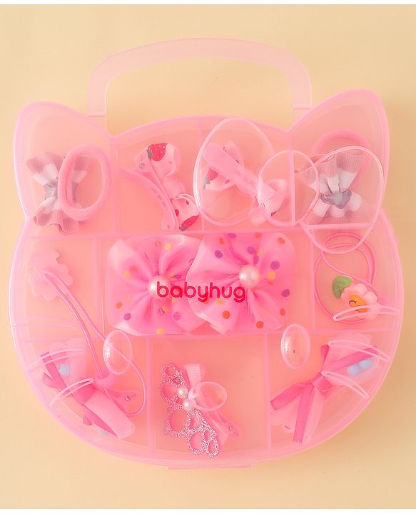Babyhug Hair Accessories Combo Sets  Rubber Bands & Snap Clips With Bow Applique Pack of 11-  Multicolor