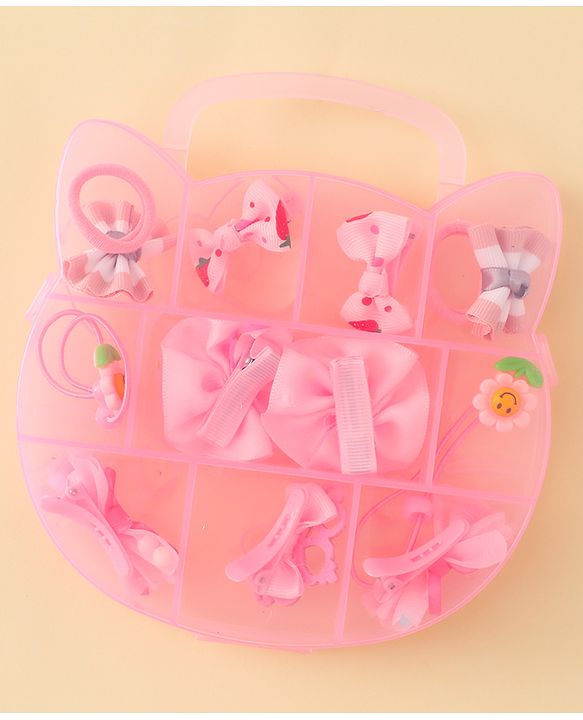 Babyhug Hair Accessories Combo Sets  Rubber Bands & Snap Clips With Bow Applique Pack of 11-  Multicolor