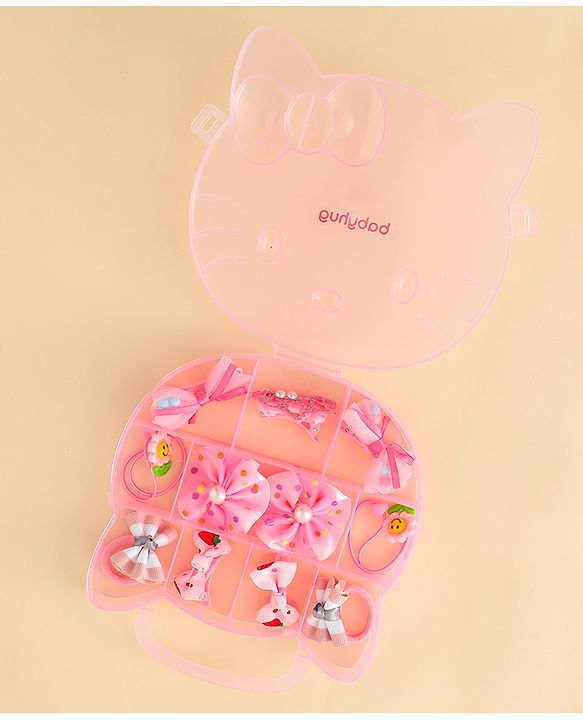 Babyhug Hair Accessories Combo Sets  Rubber Bands & Snap Clips With Bow Applique Pack of 11-  Multicolor