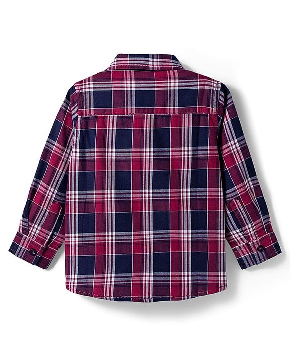 Babyhug Cotton Woven Full Sleeves Shirt With Checks - Red
