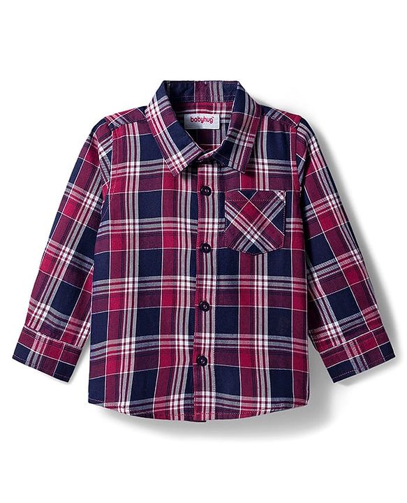 Babyhug Cotton Woven Full Sleeves Shirt With Checks - Red