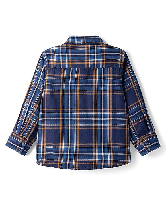 Babyhug Cotton Woven Full Sleeves Shirts With Checks - Navy Blue