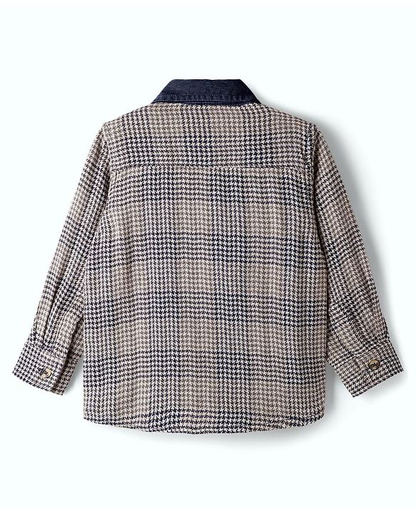 Babyhug Cotton Woven Full Sleeves Shirt With Checks - Black
