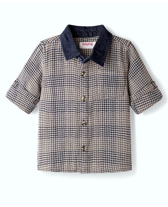 Babyhug Cotton Woven Full Sleeves Shirt With Checks - Black