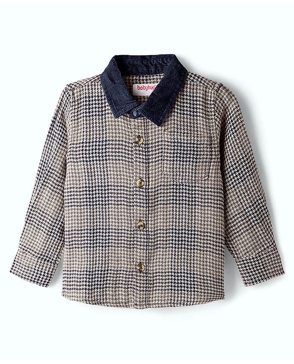 Babyhug Cotton Woven Full Sleeves Shirt With Checks - Black