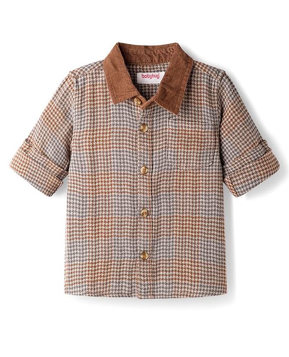 Babyhug Cotton Woven Full Sleeves Checkered Shirt - Multicolour