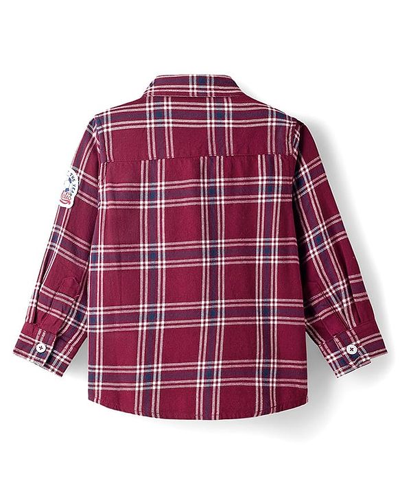 Babyhug Cotton Woven Full Sleeves Shirt With Checks - Red