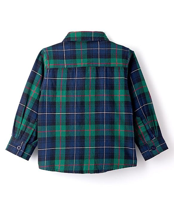 Babyhug Cotton Woven Full Sleeves Shirt With Checks - Green