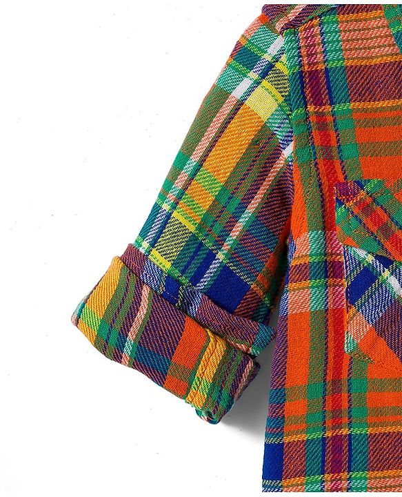Babyhug Cotton Woven Full Sleeves Checks Shirt - Yellow
