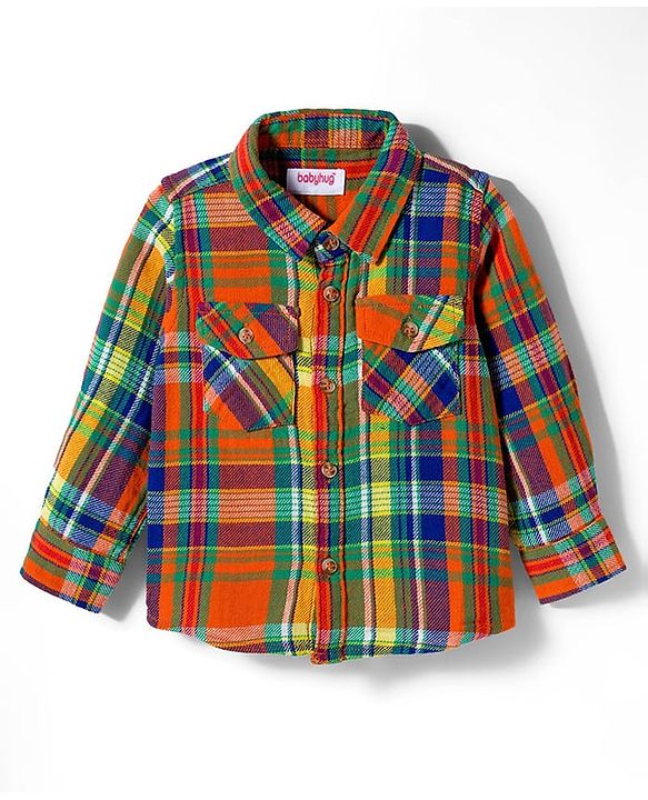 Babyhug Cotton Woven Full Sleeves Checks Shirt - Yellow