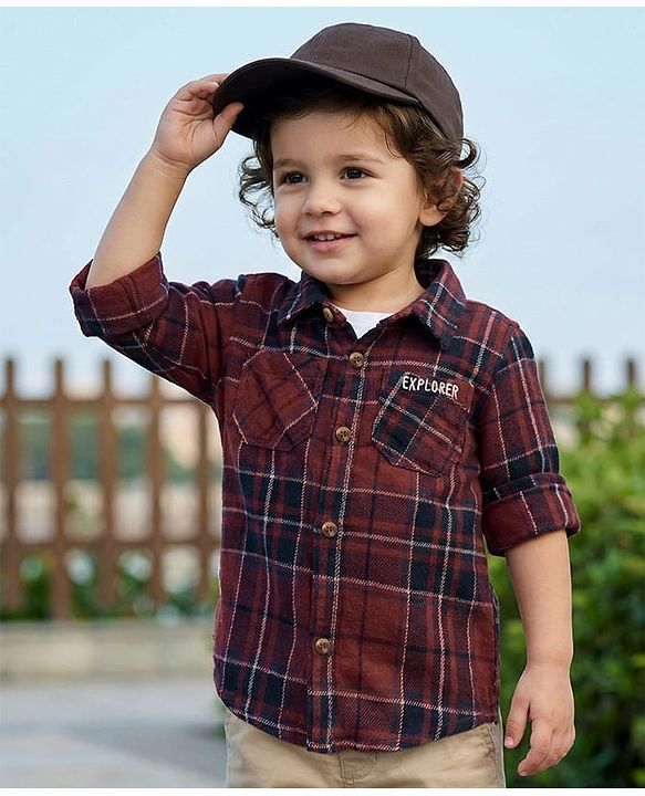 Babyhug Cotton Woven Full Sleeves Checks Shirt - Brown