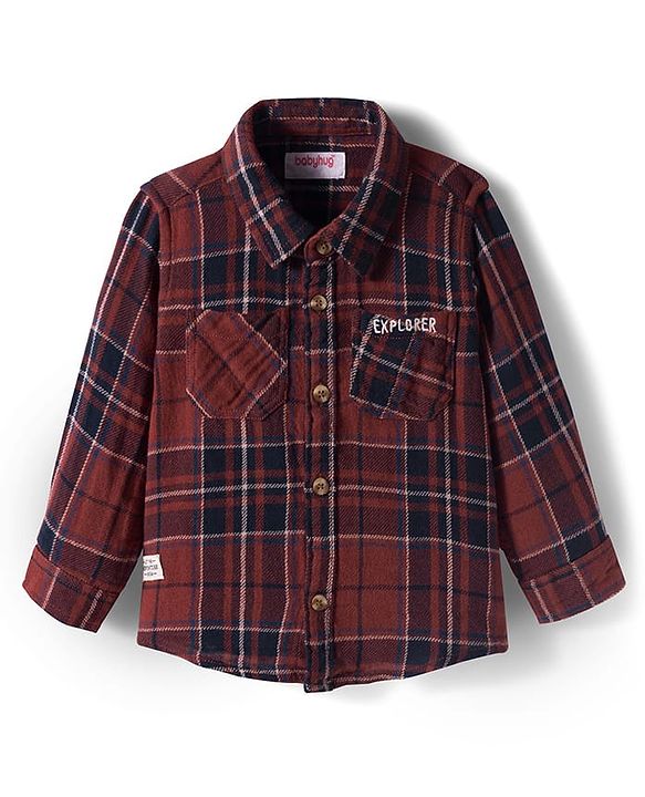 Babyhug Cotton Woven Full Sleeves Checks Shirt - Brown