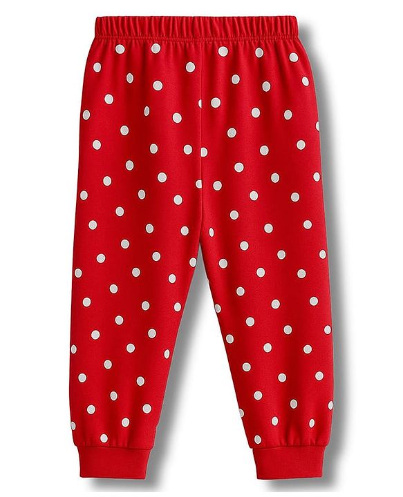 Babyhug Disney Single Jersey Knit Full Sleeves Night Suit With Marie Graphics - Red