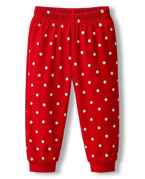 Babyhug Disney Single Jersey Knit Full Sleeves Night Suit With Marie Graphics - Red