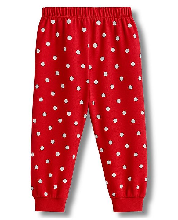 Babyhug Disney Single Jersey Knit Full Sleeves Night Suit With Marie Graphics - Red