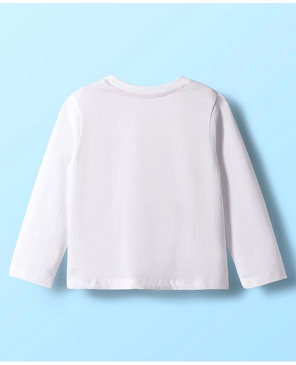 Babyhug Disney Single Jersey Knit Full Sleeves Night Suit With Minnie Mouse Graphics - White & Pink