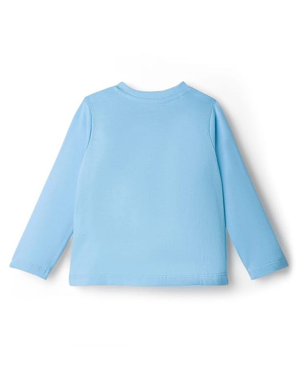Babyhug Disney Single Jersey Knit Full Sleeves Night Suit With Minnie Mouse Graphics - Light Blue & Red