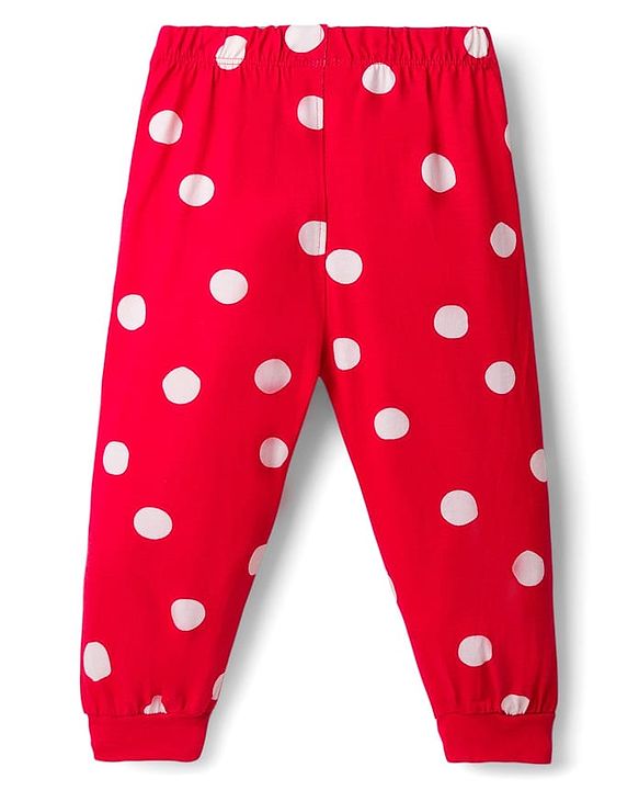 Babyhug Disney Single Jersey Knit Full Sleeves Night Suit With Minnie Mouse Graphics - Light Blue & Red