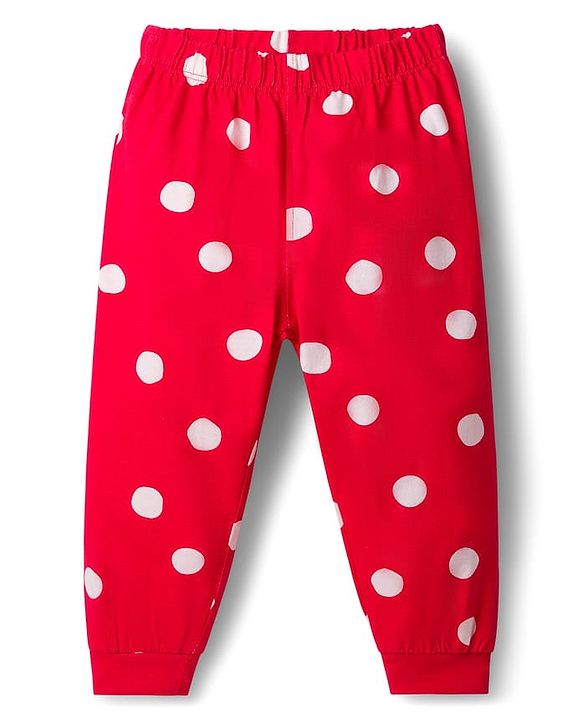 Babyhug Disney Single Jersey Knit Full Sleeves Night Suit With Minnie Mouse Graphics - Light Blue & Red