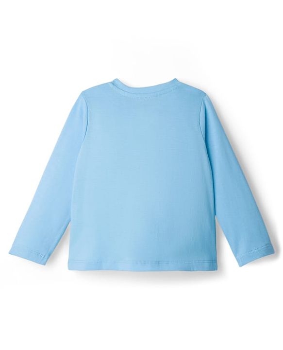 Babyhug Disney Single Jersey Knit Full Sleeves Night Suit With Minnie Mouse Graphics - Light Blue & Red
