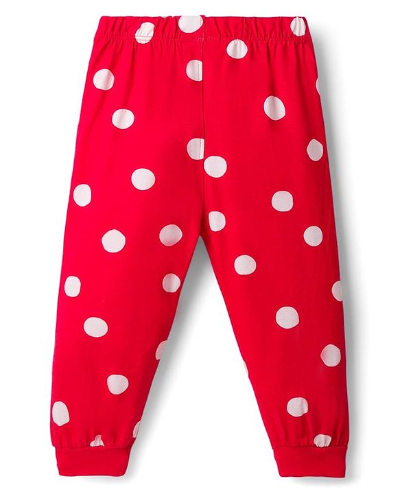 Babyhug Disney Single Jersey Knit Full Sleeves Night Suit With Minnie Mouse Graphics - Light Blue & Red