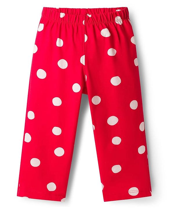 Babyhug Disney Single Jersey Knit Full Sleeves Night Suit With Minnie Mouse Graphics - Red