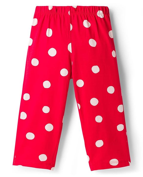 Babyhug Disney Single Jersey Knit Full Sleeves Night Suit With Minnie Mouse Graphics - Red