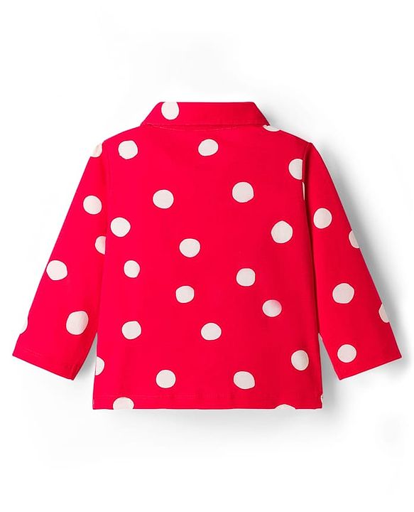 Babyhug Disney Single Jersey Knit Full Sleeves Night Suit With Minnie Mouse Graphics - Red