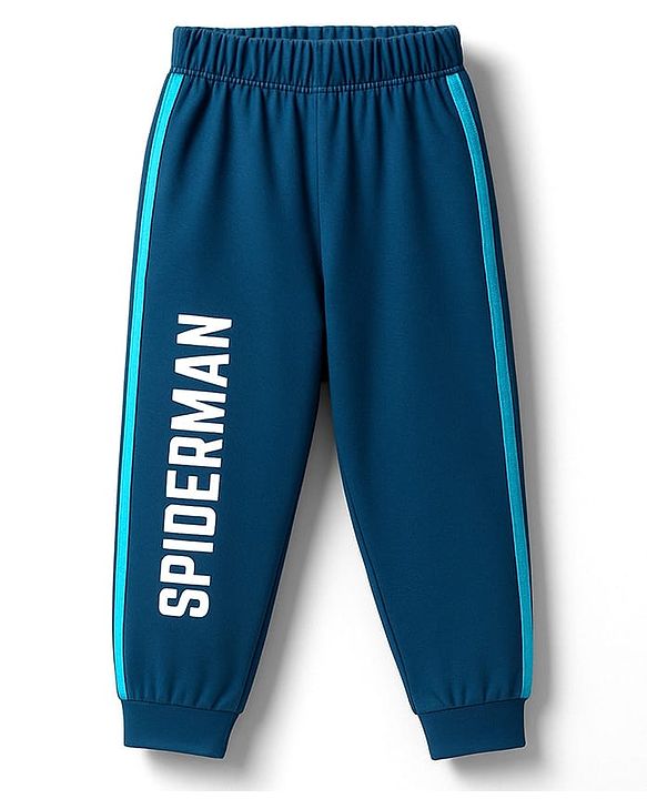 Babyhug Marvel Single Jersey Knit Full Sleeves Night Suit with Spider-Man Graphics - Light & Teal Blue