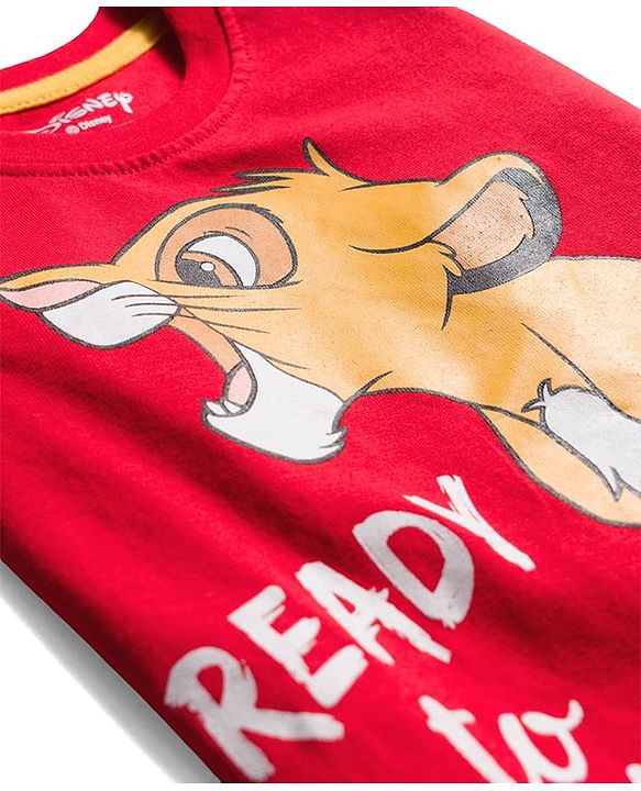 Babyhug Disney Single Jersey Knit Full Sleeves Night Suit With Lion King Graphics - Red