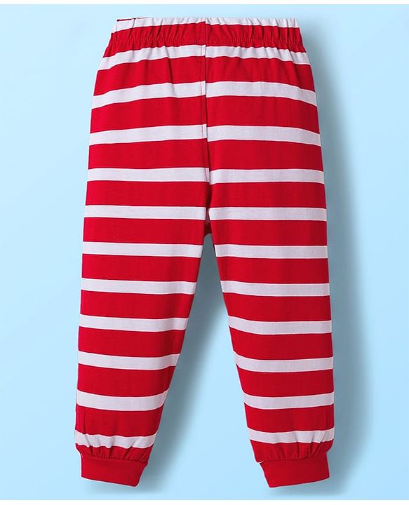 Babyhug Disney Single Jersey Knit Full Sleeves Night Suit With Winnie The Pooh Graphics - White & Red