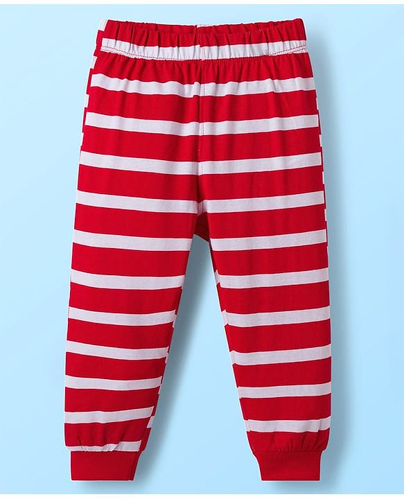 Babyhug Disney Single Jersey Knit Full Sleeves Night Suit With Winnie The Pooh Graphics - White & Red