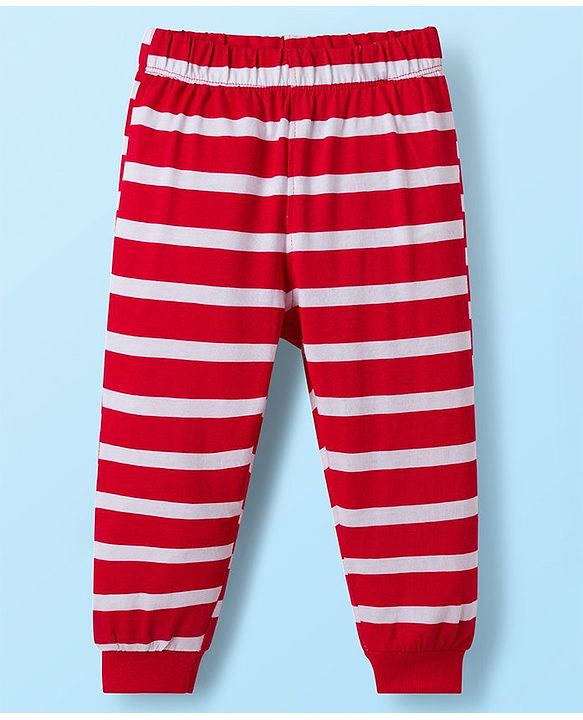 Babyhug Disney Single Jersey Knit Full Sleeves Night Suit With Winnie The Pooh Graphics - White & Red