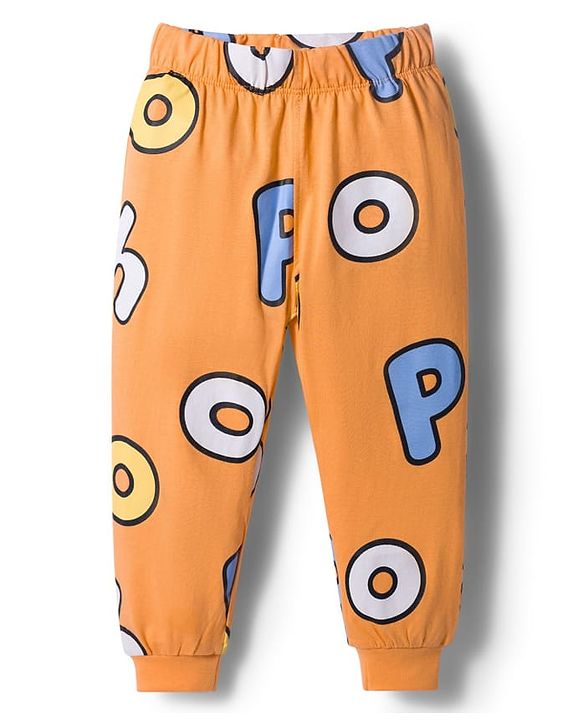 Babyhug Disney Single Jersey Knit Full Sleeves Night Suit With Winnie The Pooh Graphics - Orange