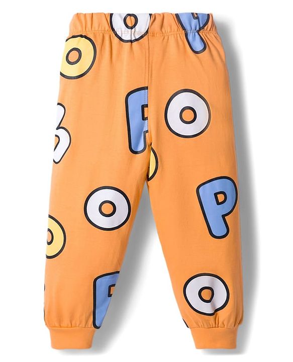 Babyhug Disney Single Jersey Knit Full Sleeves Night Suit With Winnie The Pooh Graphics - Orange