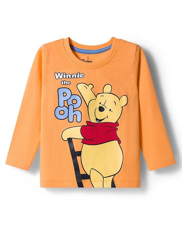 Babyhug Disney Single Jersey Knit Full Sleeves Night Suit With Winnie The Pooh Graphics - Orange