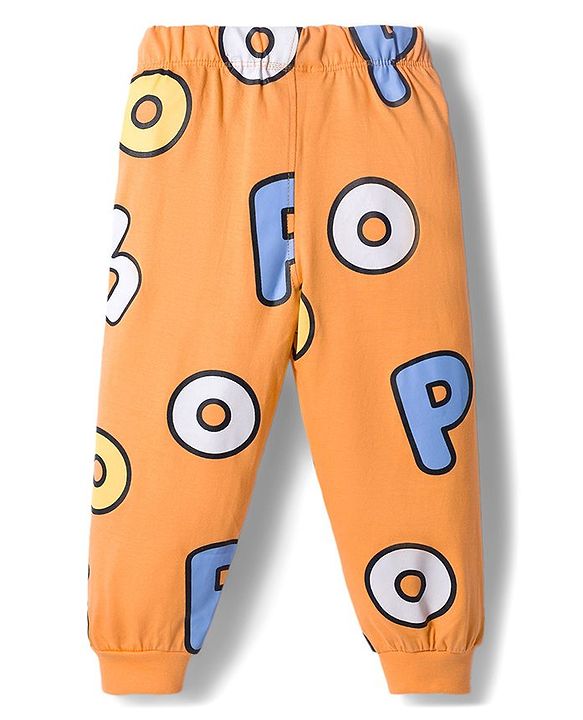 Babyhug Disney Single Jersey Knit Full Sleeves Night Suit With Winnie The Pooh Graphics - Orange
