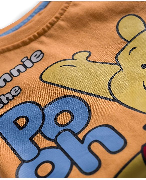 Babyhug Disney Single Jersey Knit Full Sleeves Night Suit With Winnie The Pooh Graphics - Orange