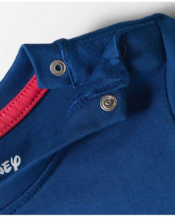 Babyhug Disney Single Jersey Knit Half Sleeves Shorts Night Suit With Mickey & Friends Graphics - Navy Blue