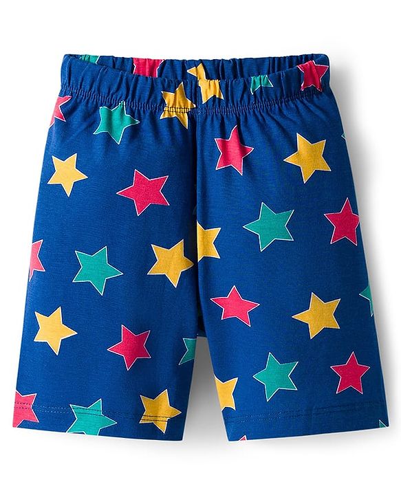 Babyhug Disney Single Jersey Knit Half Sleeves Shorts Night Suit With Mickey & Friends Graphics - Navy Blue