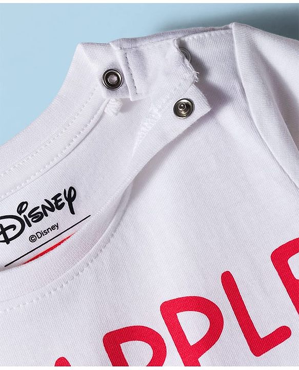 Babyhug Disney Single Jersey Knit Half Sleeves Short Night Suit With Winnie & Friends Graphics - White & Red