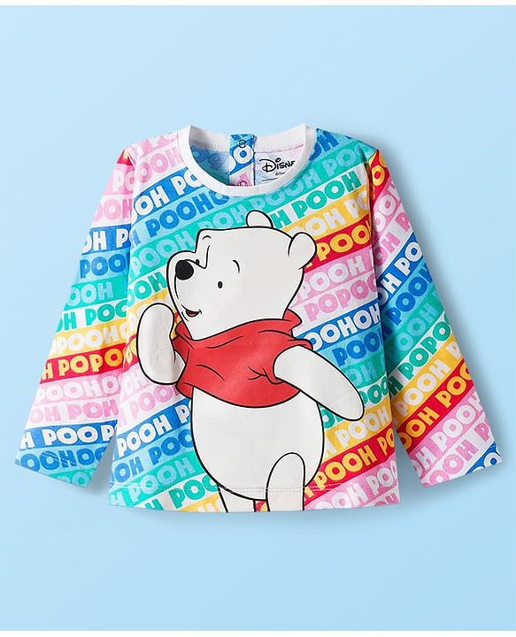 Babyhug Disney Single Jersey Knit Full Sleeves Night Suit With Winnie The Pooh Graphics - Light Blue