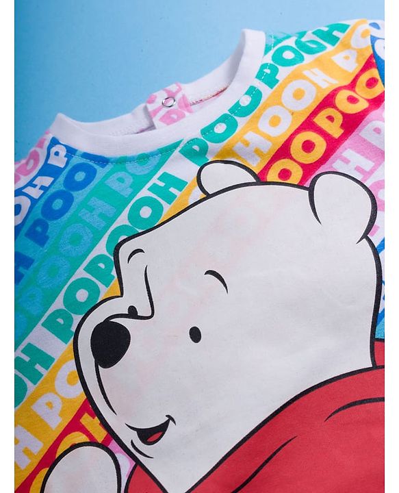 Babyhug Disney Single Jersey Knit Full Sleeves Night Suit With Winnie The Pooh Graphics - Light Blue