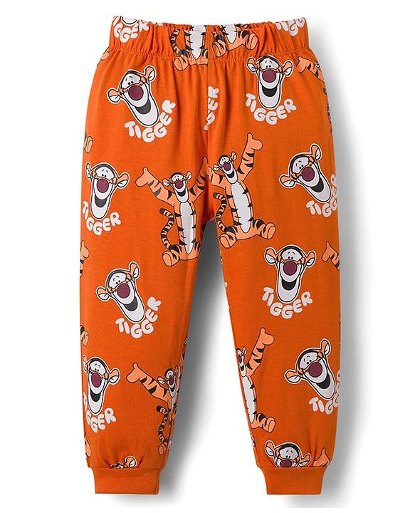 Babyhug Disney Single Jersey Knit Full Sleeves Night Suit With Animal Print - Navy Blue & Rust Orange