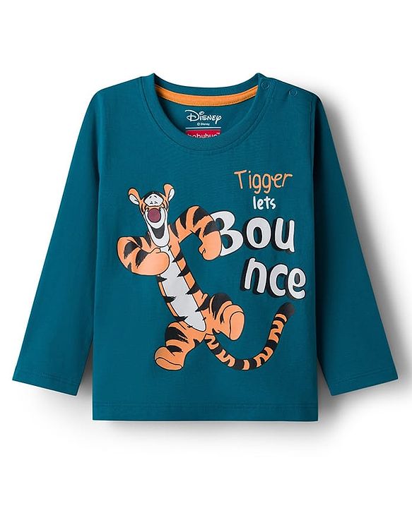 Babyhug Disney Single Jersey Knit Full Sleeves Night Suit With Animal Print - Navy Blue & Rust Orange