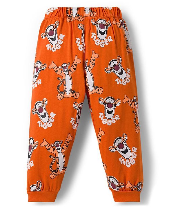 Babyhug Disney Single Jersey Knit Full Sleeves Night Suit With Animal Print - Navy Blue & Rust Orange