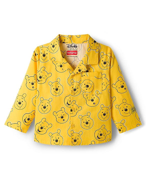 Babyhug Disney Single Jersey Knit Full Sleeves Co-ord Night Suit With Winnie The Pooh Print - Yellow
